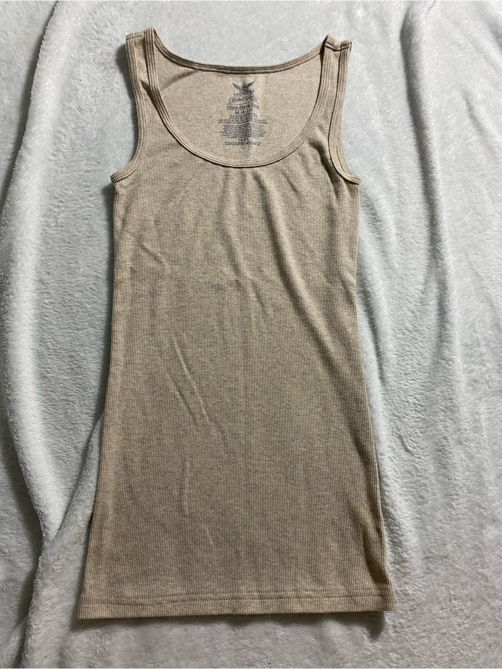 Faded Glory Ribbed Tank Dress in Light Beige